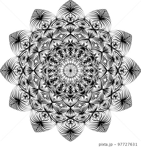 Hand drawn mandala element. Doodle ornament in circle on white background. 97727631