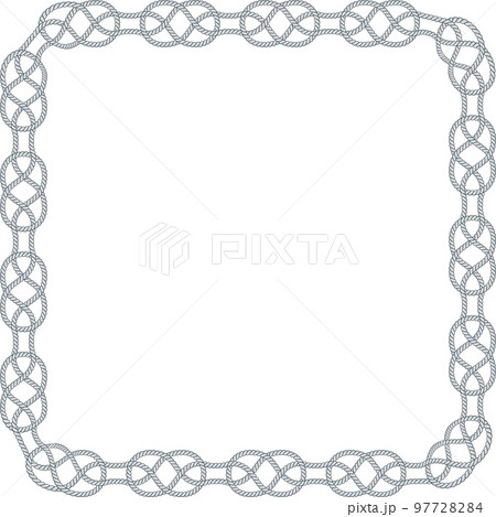 Square rope frame isolated on white background. Twisted cord. Square rope frame isolated on white background. Twisted cord. 97728284