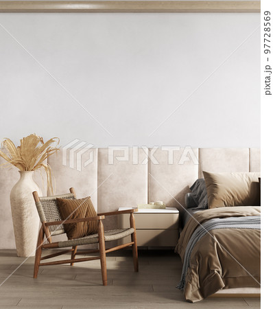 home interior, scandinavian style bedroom mock up, 3d rendering 97728569