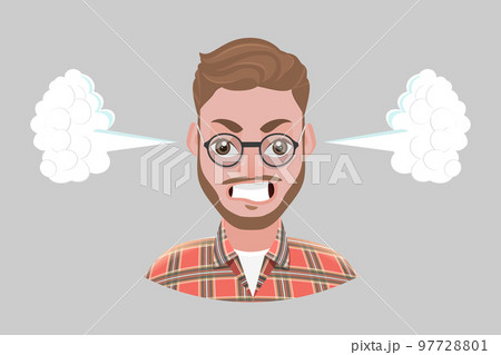 3D Isometric Flat Vector Conceptual Illustration of Angry Man 97728801