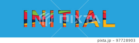 Letter with papercut style in word initial on blue background 97728903