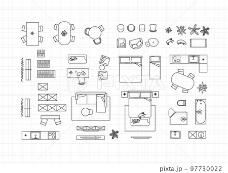 Construction drawing furniture icons white Construction drawing furniture icons white 97730022