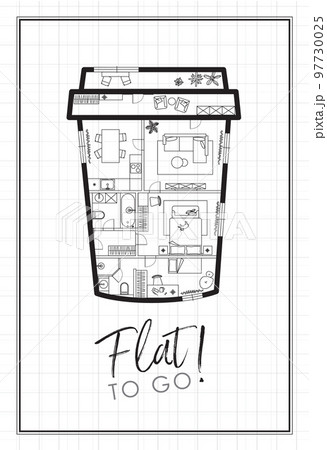 To go cup of coffee construction drawing white 97730025