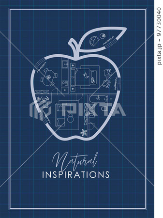 Apple construction drawing blue Apple construction drawing blue 97730040