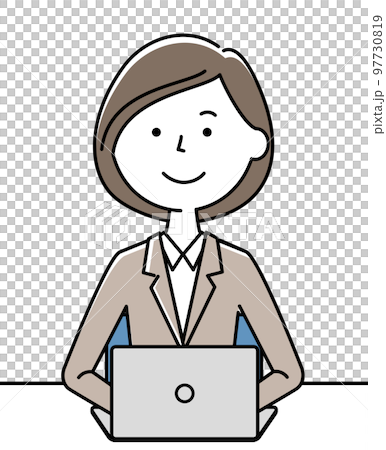 PCを操作するスーツの女性 97730819