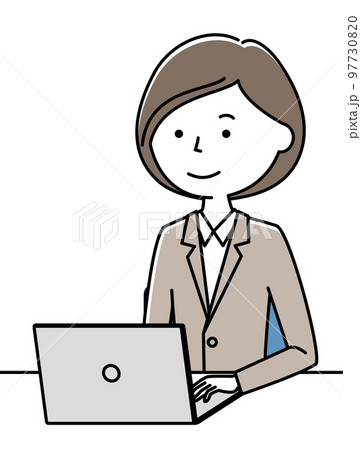 PCを操作するスーツの女性 97730820