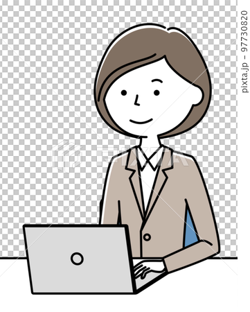 PCを操作するスーツの女性 97730820
