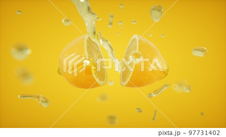 Lemon with Water Splash, Fruit 3D Render Background 97731402
