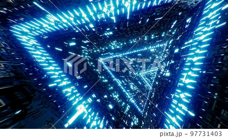 Move Through Sci Fi Triangle Technology Tunnel Background 3D Rendering Move Through Sci Fi Triangle Technology Tunnel Background 3D Rendering 97731403