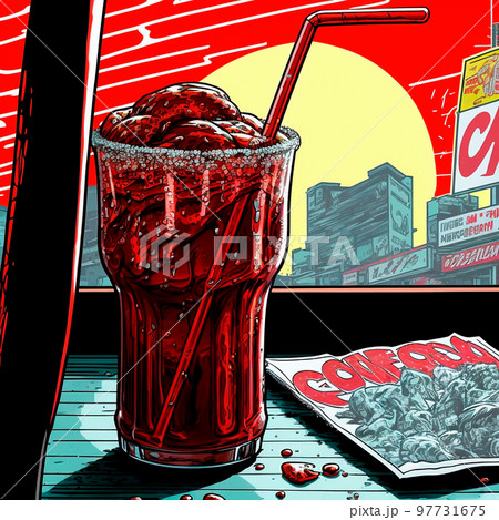 An Image Of A Glass Of Cola On The Table In An のイラスト素材