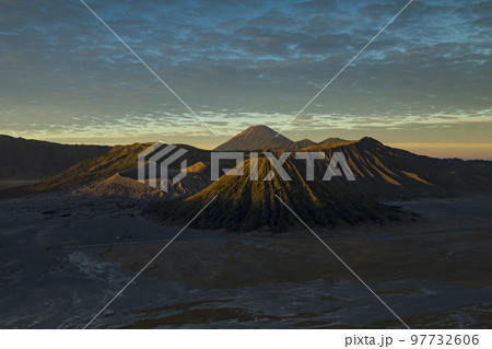 Bromo active volcano landscape at sunrise, East Java, Indonesia Bromo active volcano landscape at sunrise, East Java, Indonesia 97732606