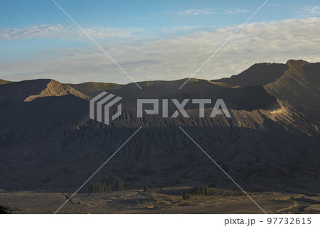 Bromo active volcano landscape at sunset, East Java, Indonesia Bromo active volcano landscape at sunset, East Java, Indonesia 97732615