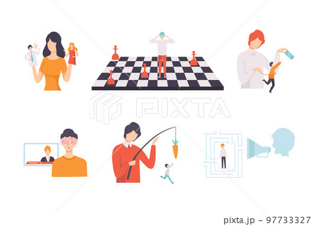 Male and female persons manipulating people...のイラスト素材 [97733327] - PIXTA