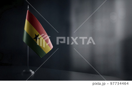 Small national flag of the Ghana on a black background Small national flag of the Ghana on a black background 97734464