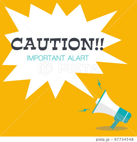 拡声器メガホンから吹き出したアナウンスメッセージが響いている黄色背景のコミック風ベクターイラスト 拡声器メガホンから吹き出したアナウンスメッセージが響いている黄色背景のコミック風ベクターイラスト 97734548