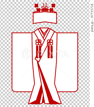 ベクター　着物アイコン　正月　和装　花嫁衣装　和装ウェディング 97735716