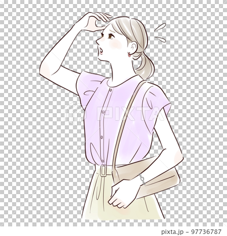 A woman who is in trouble with strong sunlight A woman who is in trouble with strong sunlight 97736787