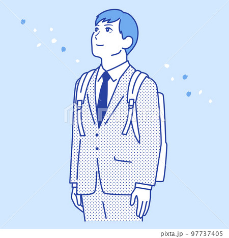 前向きな若い男性のシンプルなベクターイラスト素材 97737405