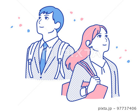 働く若い男女のシンプルなベクターイラスト素材 97737406