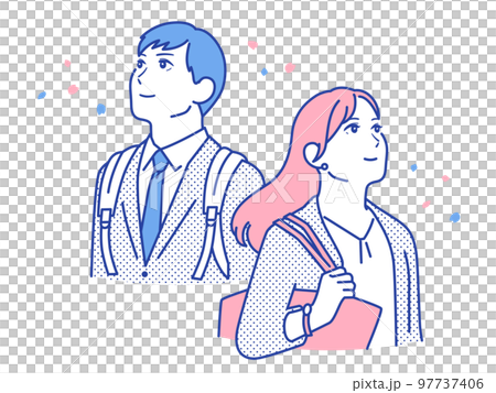 働く若い男女のシンプルなベクターイラスト素材 97737406