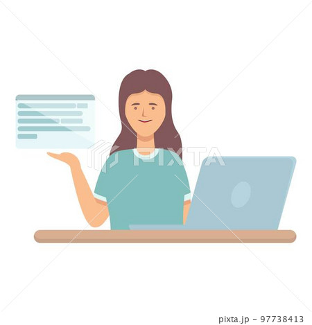 Virtual program icon cartoon vector. Computer project. Smart study Virtual program icon cartoon vector. Computer project. Smart study 97738413