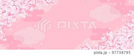華やかな和風の桜の背景素材(バナー向け横長) 華やかな和風の桜の背景素材(バナー向け横長) 97738795