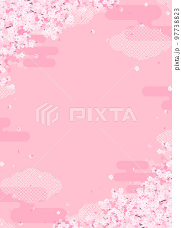 華やかな和風の桜の背景素材（縦向き） 97738823