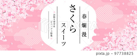 華やかな和風の桜のフレーム 広告テンプレート／サンプル文字入り