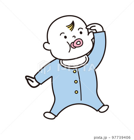 何かを探す赤ちゃんのイラスト素材 97739406