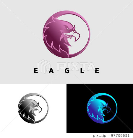 Unique and simple eagle head shape in circle emblem image graphic icon logo design abstract concept vector stock. Can be used as symbol relating to animal or character. 97739631