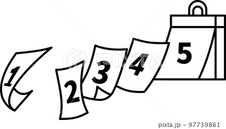 日めくりカレンダーのイラスト　線画のみ 97739861