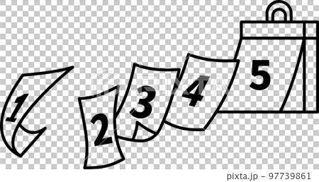 日めくりカレンダーのイラスト　線画のみ 97739861