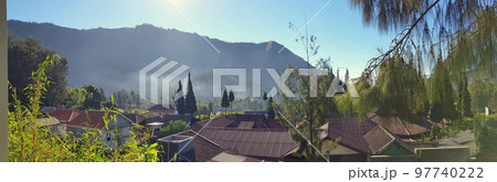 Panoramic view of Mount Bromo landscape and its surrounding Panoramic view of Mount Bromo landscape and its surrounding 97740222