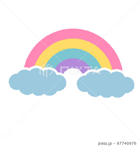 雲と四色の虹のシンプルなアイコンイラストのイラスト素材 [97740976 ...