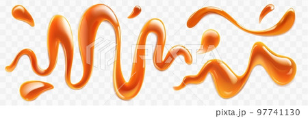 Realistic set of caramel drops and stains png 97741130