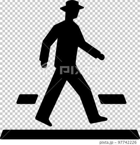 横断歩道　大人　男性　人物　アイコン　シルエット　交通標識　指示標識 97742226