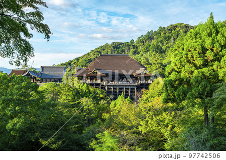 【京都府】豊かな自然に囲まれた清水寺の本堂 97742506
