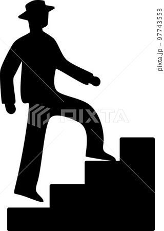 階段　上る　登る　向上　大人　男性　人物　アイコン　シルエット　交通　標識 97743553