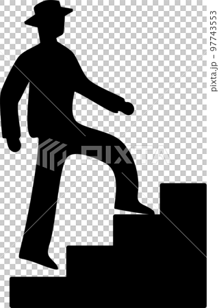 階段　上る　登る　向上　大人　男性　人物　アイコン　シルエット　交通　標識 97743553