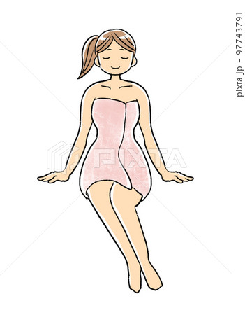 サウナに入る女性のイラスト 座って手をつく-温泉 銭湯 エステ 美容 サウナに入る女性のイラスト 座って手をつく-温泉 銭湯 エステ 美容 97743791