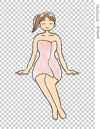 サウナに入る女性のイラスト 座って手をつく-温泉 銭湯 エステ 美容 サウナに入る女性のイラスト 座って手をつく-温泉 銭湯 エステ 美容 97743791