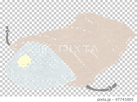袋付き湯たんぽのイラスト（版画風） 97743805
