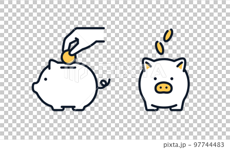 在豬存錢罐中存錢的簡單圖標插圖素材 在豬存錢罐中存錢的簡單圖標插圖素材 97744483