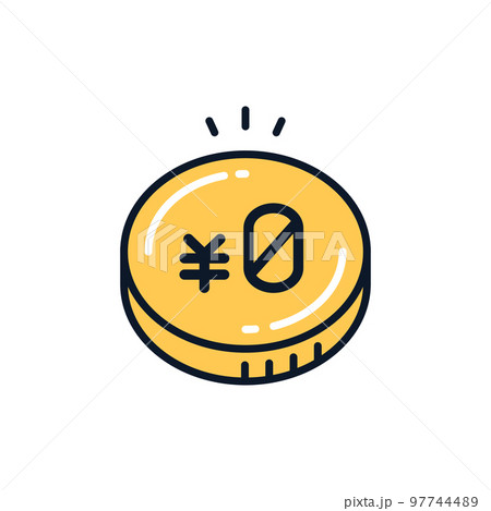 0円とコインのシンプルなアイコンイラスト素材 97744489