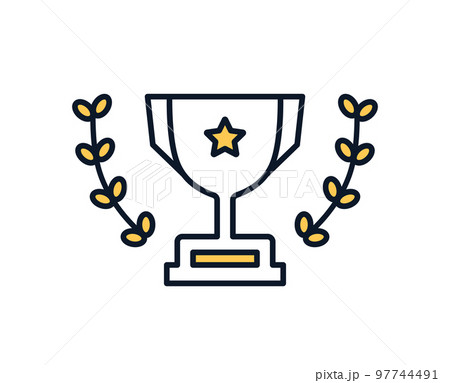 月桂樹と優勝トロフィーのシンプルなアイコンイラスト素材 月桂樹と優勝トロフィーのシンプルなアイコンイラスト素材 97744491