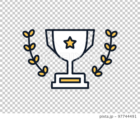 月桂樹と優勝トロフィーのシンプルなアイコンイラスト素材 月桂樹と優勝トロフィーのシンプルなアイコンイラスト素材 97744491