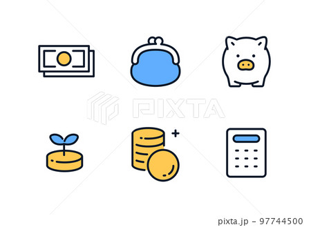 お金や経済のシンプルなアイコンイラスト素材 お金や経済のシンプルなアイコンイラスト素材 97744500