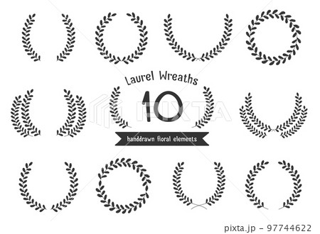 Hand Drawn Laurel Wreaths Hand Drawn Laurel Wreaths 97744622