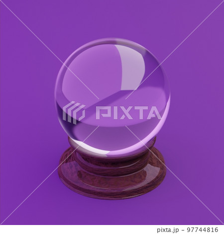 占いなどに使用する水晶玉のイラスト。3Dレンダリング画像。 97744816