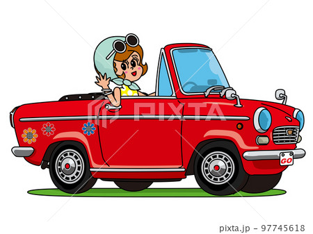 オープンカーと女性 97745618